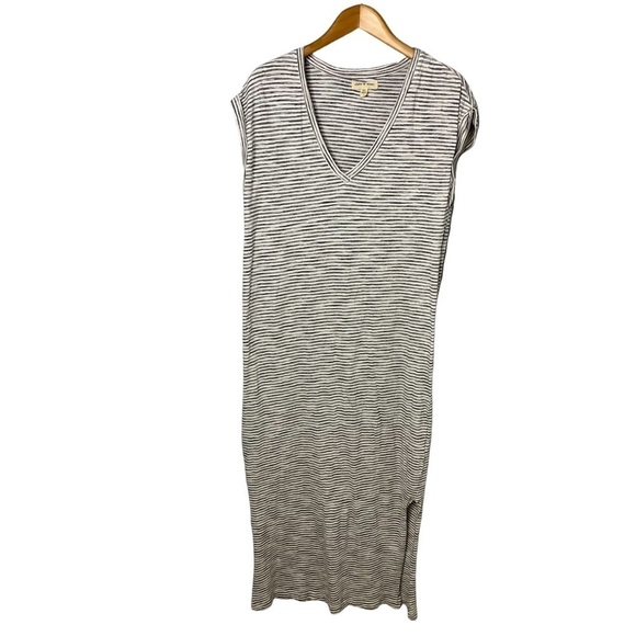 Cloth & Stone Anthropologie Stone Riley Maxi Dress Stripe Size Large Side Slits - Picture 3 of 10